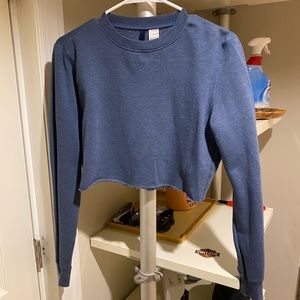 H&M cropped fleece long sleeve crewneck blue